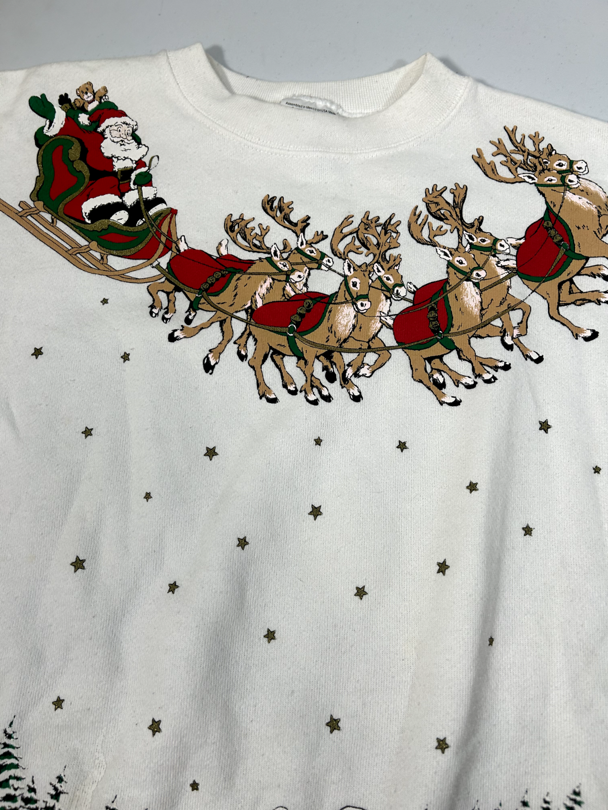 Vintage 90s Santa Claus Reindeer Winter Christmas Crewneck Sweatshirt Size Large