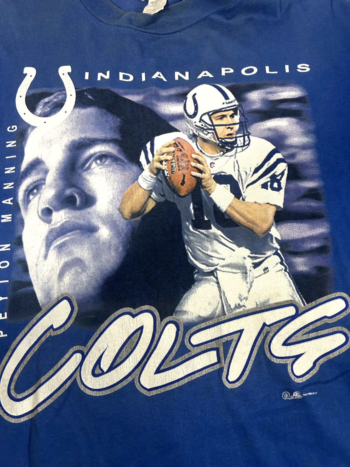 Vintage 90s Peyton Manning #18 Indianapolis Colts NFL Player T-Shirt Size XL