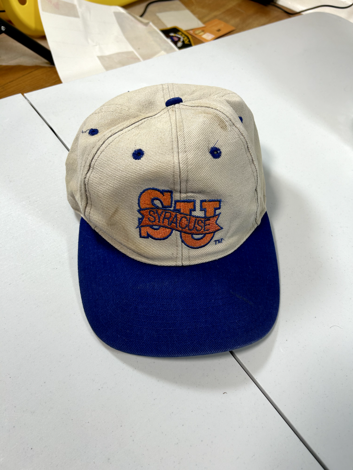 Vintage 90s Syracuse Orange University Embroidered Spellout Snapback Hat OSFA