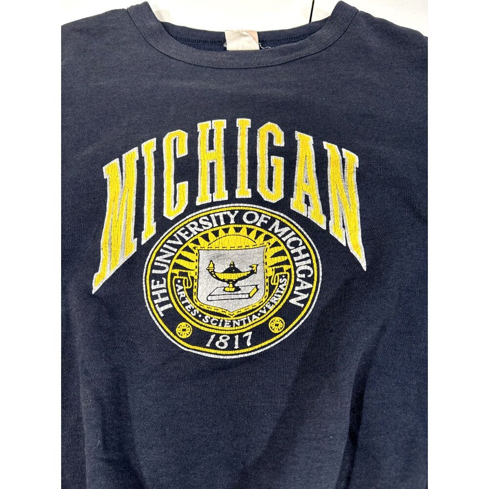 Vtg 80/90s Michigan University Arc Graphic Spellout Crewneck Sweatshirt Sz Large