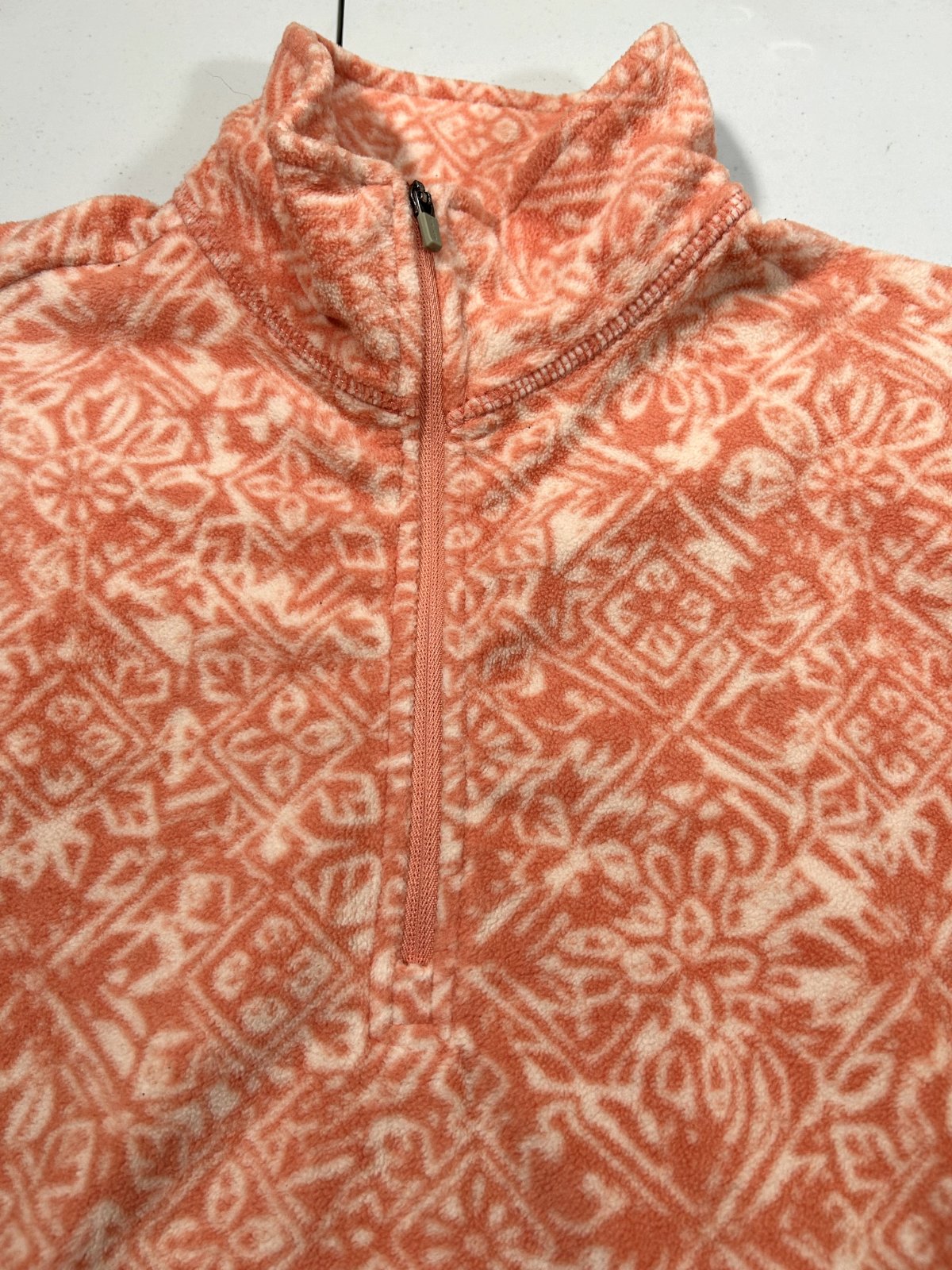 Eddie Bauer Patterned Abstract AOP 1/4 Zip Fleece Light Jacket Size Small