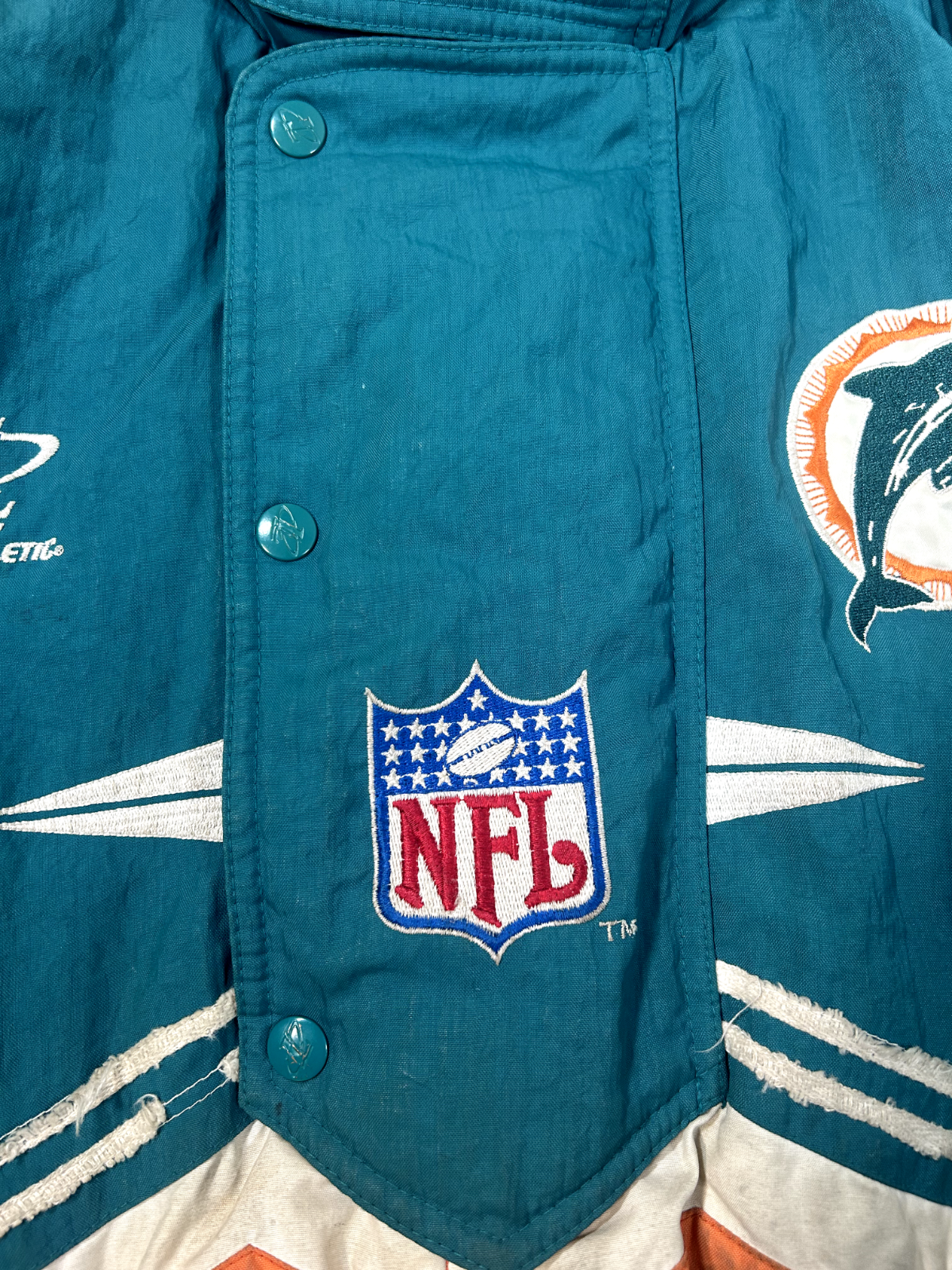 Vintage 90s Miami Dolphins NFL Insulated Full Zip Jacket Nylon Size Large