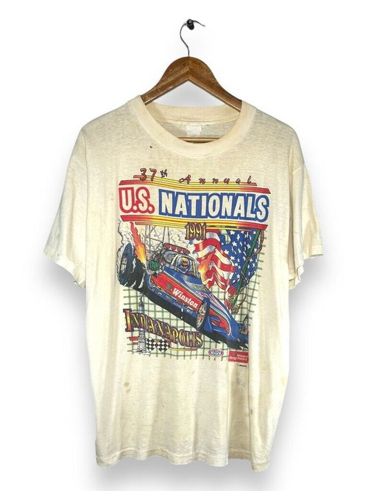 Vintage 1991 Indianapolis Winston Drag Racing NHRA Graphic T-Shirt Size Large