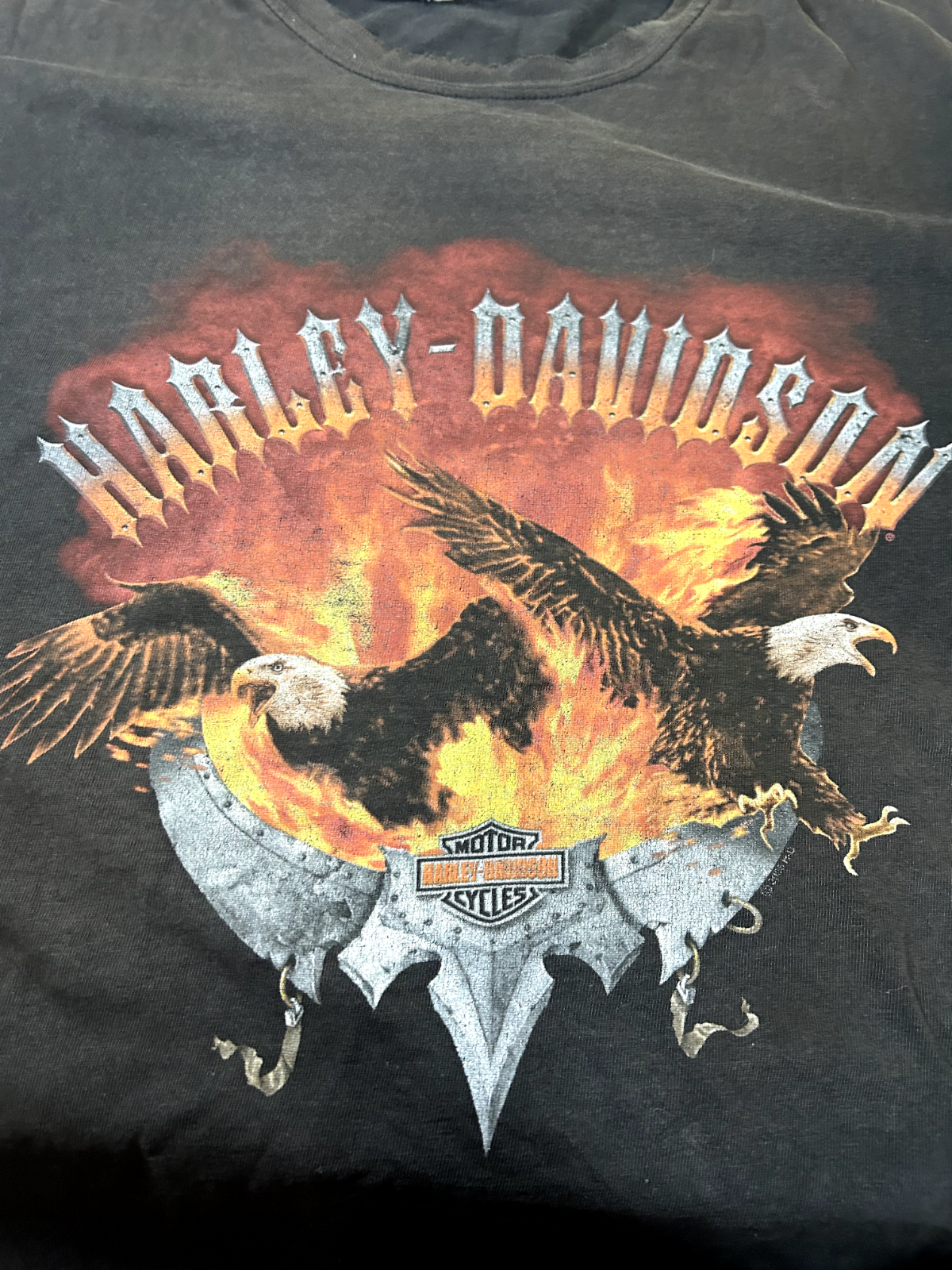 Vintage 90s Harley Davidson Flame Eagles Big Boar Westport Graphic T-Shirt Sz XL