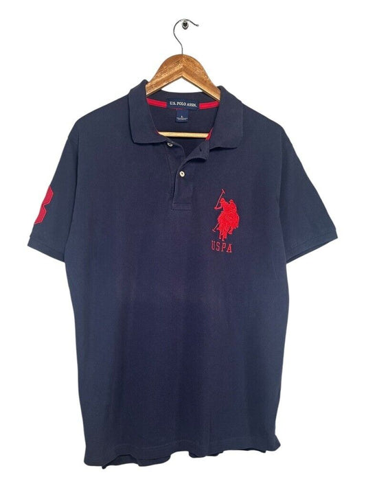 Vintage US Polo Assn Big Pony Embroidered Logo 1/4 Button Up T-Shirt Size Large