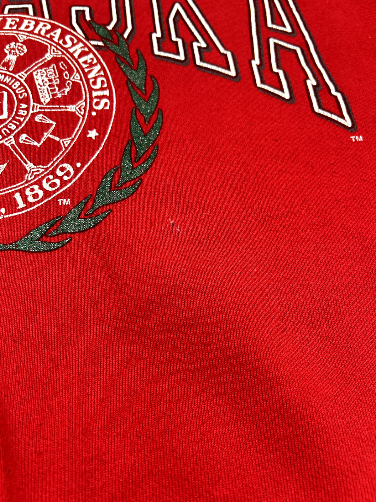 Vtg 90s Nebraska Cornhuskers NCAA Crest Graphic Crewneck Sweatshirt Size Large