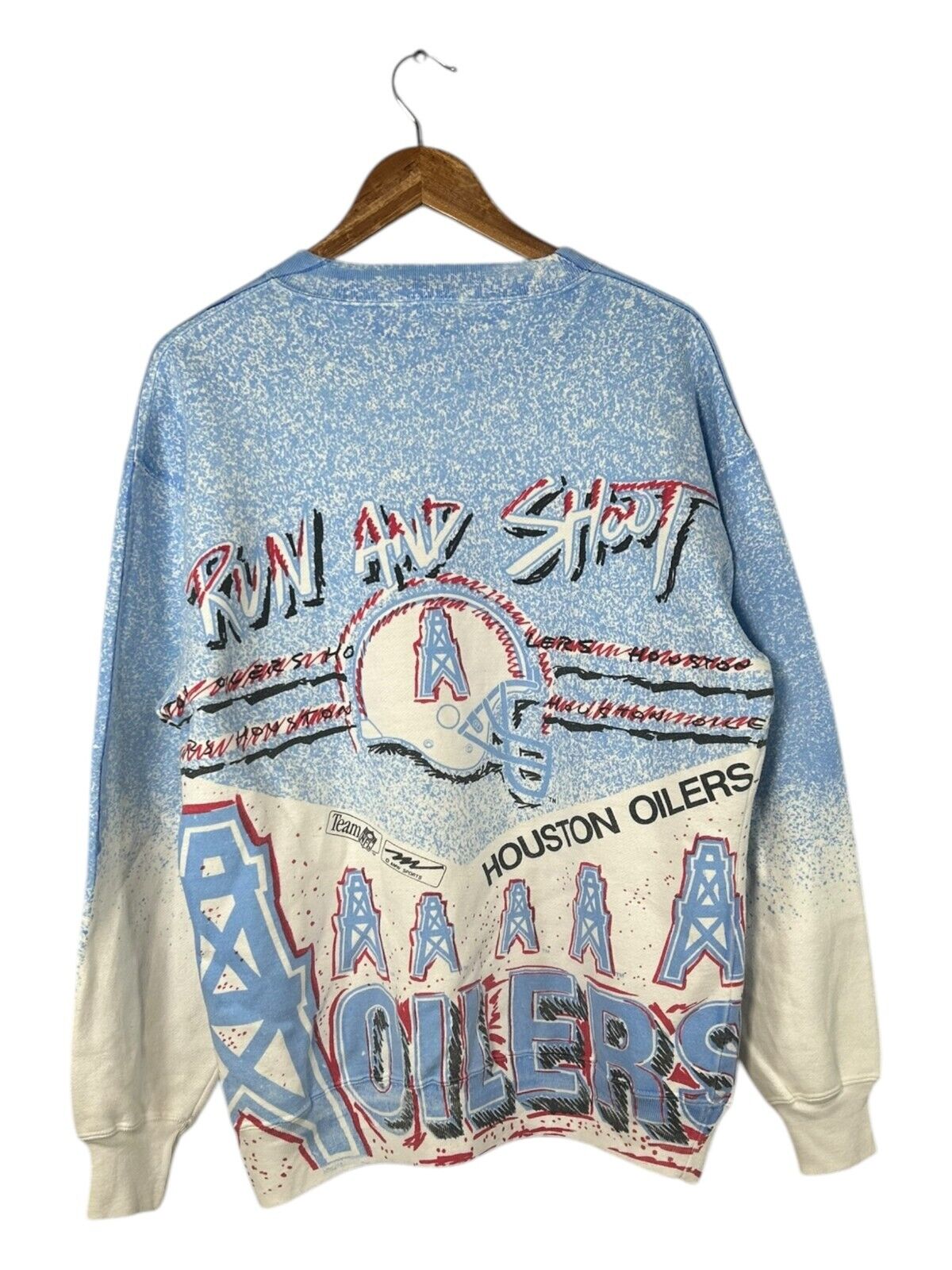 Vintage 90s Magic Johnson Houston Oilers NFL AOP Crewneck Sweatshirt Size Medium