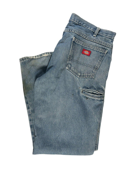 Vintage Dickies Denim Double Knees Light Wash Workwear Pants Size 34