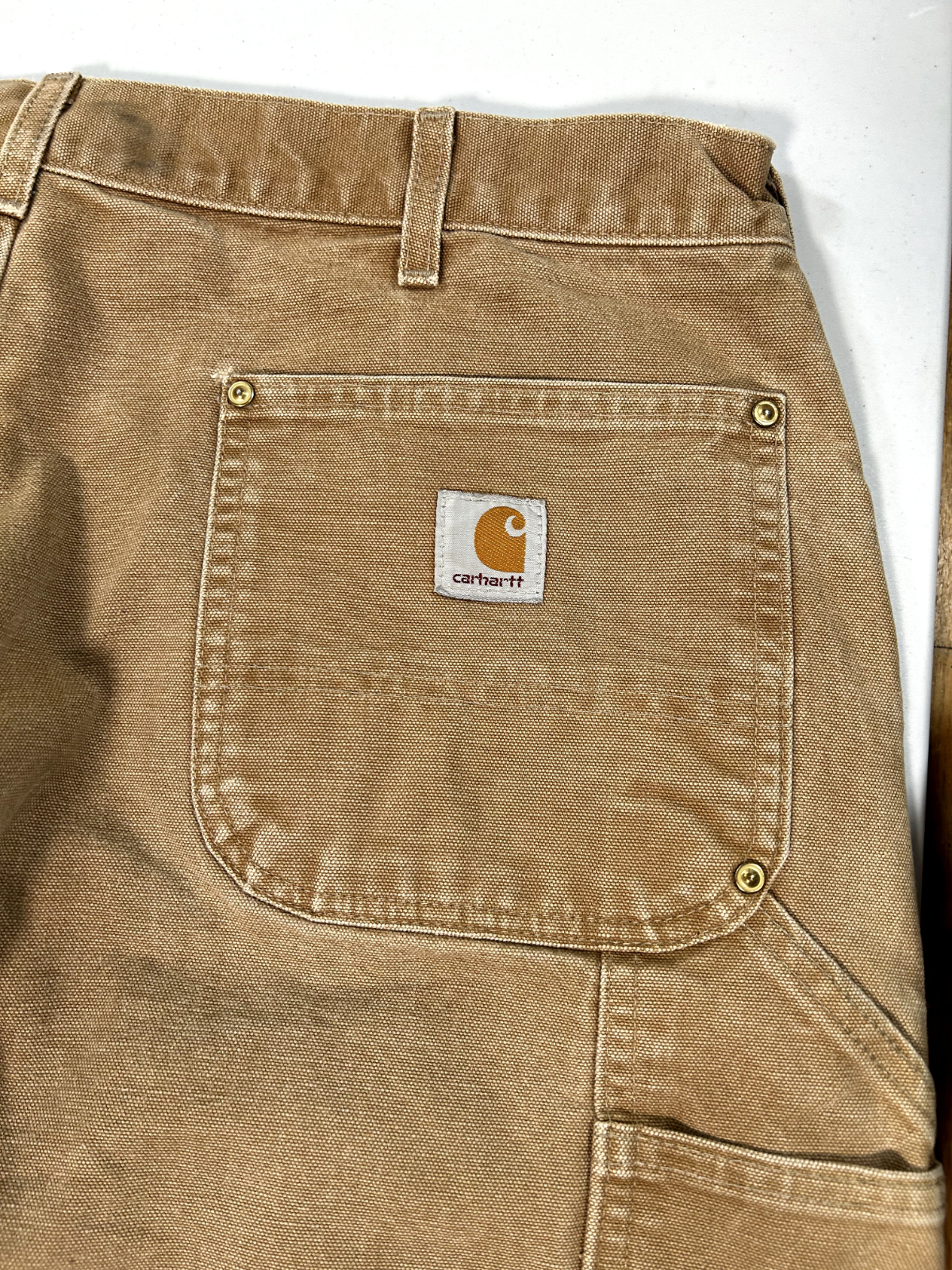 Vtg 90s Carhartt Carpenter Double Knees Canvas Workwear Pants Sz 38 Made In USA